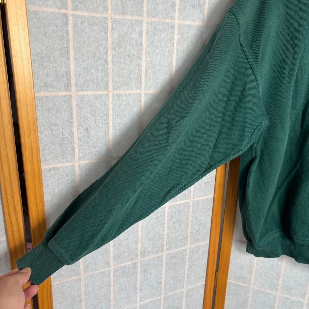Vintage Jantzen Mens Green Long Sleeve Polo‎ Sweatshirt Made in USA Size M FLAW